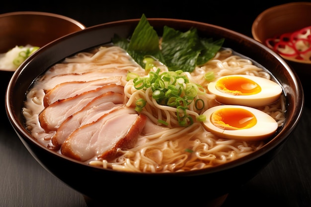 a delicius ramen with eggs pork and beef topping