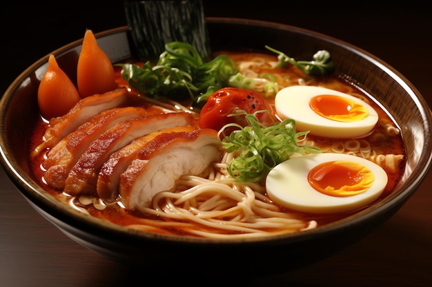 a delicius ramen with eggs pork and beef topping