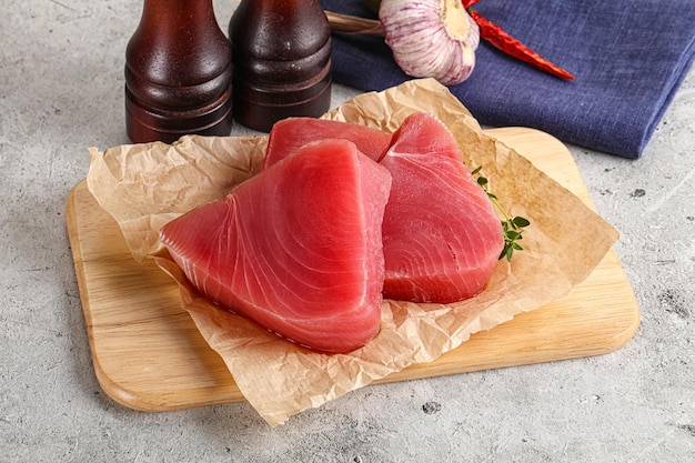 Delicous raw tuna steak for cooking