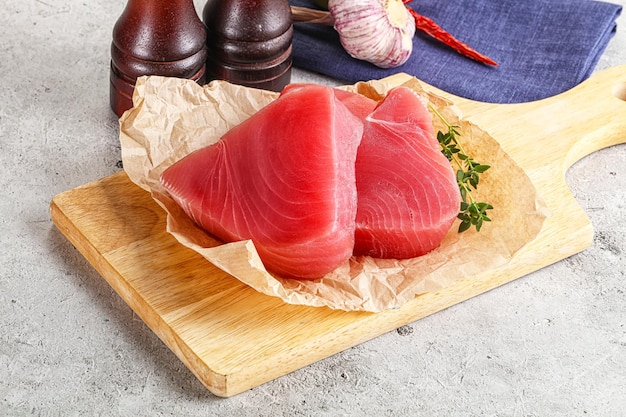 Delicous raw tuna steak for cooking