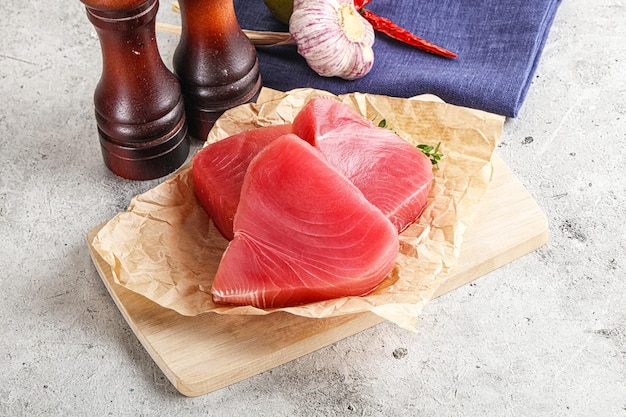 Delicous raw tuna steak for cooking