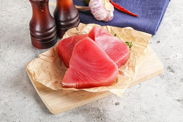 Delicous raw tuna steak for cooking