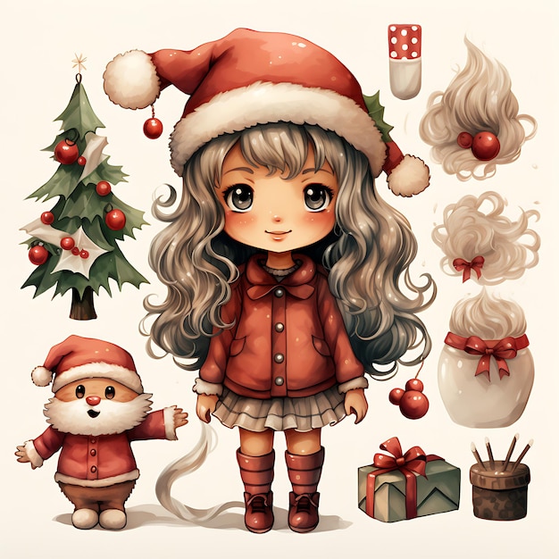 Delight in Cute Drawings of Christmas Characters and Festive Decorations