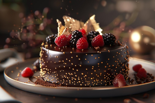 Delight in the opulence of a chocolate truffle cak generative ai