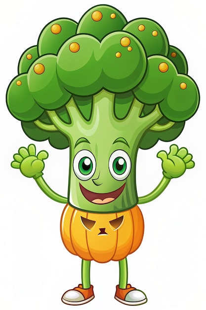 Photo delight in the playful charm of a cute broccoli monster cartoon vector icon