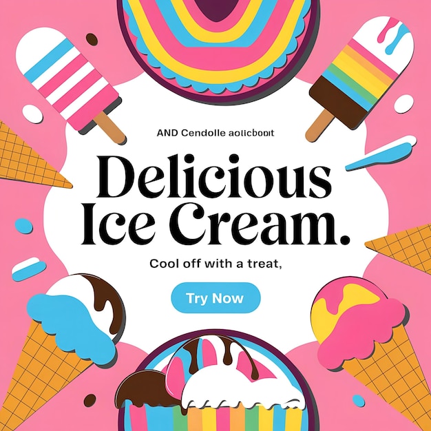 Delight in vibrant ice cream and striped popsicles at our colorful summer beach or ice cream parlor