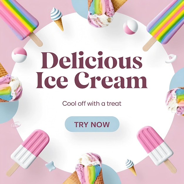 Delight in vibrant ice cream and striped popsicles at our colorful summer beach or ice cream parlor