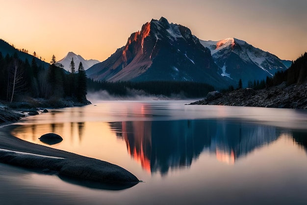 Delighted detail picture of frozen lake with mountains