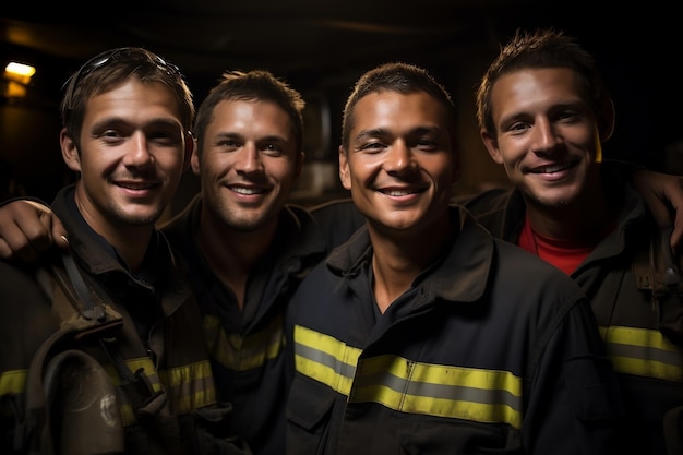 Delighted Firefighters with Equipment Generative AI