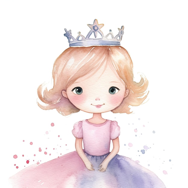 Delighted Princess Watercolor Clipart