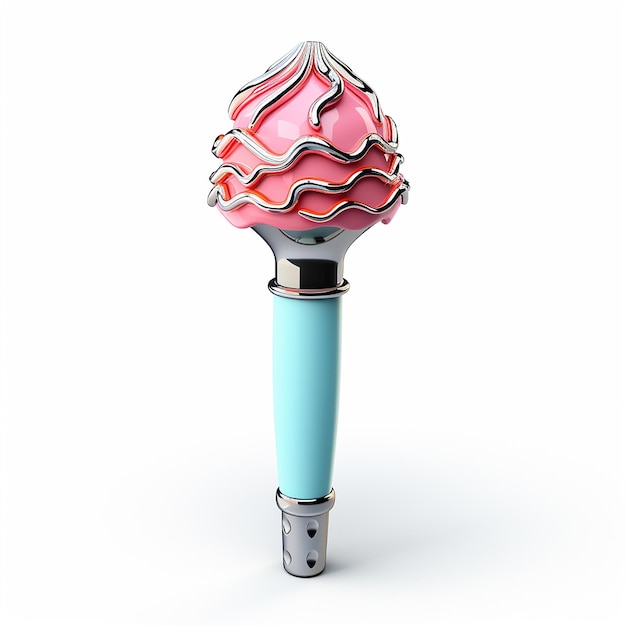 Delightful 3D Cartoon Ice Cream Scoop on White Background