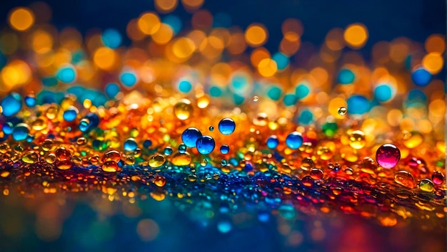 A delightful bokeh background showcases colorful water droplets adding an energetic and artistic flair to the scene