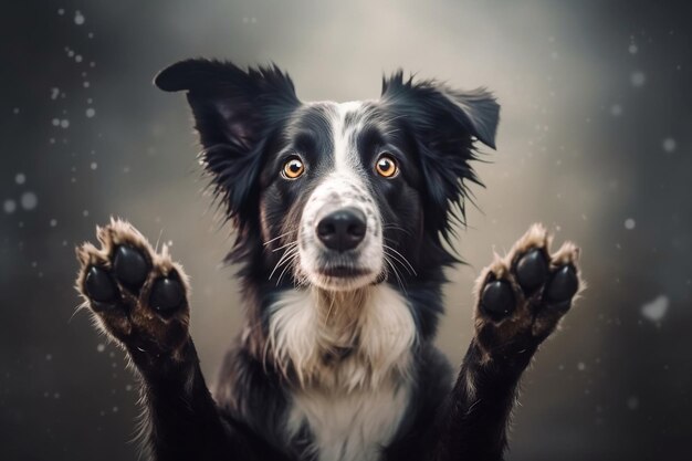 A Delightful Border Collie Pleading with Its Paws Generated Ai