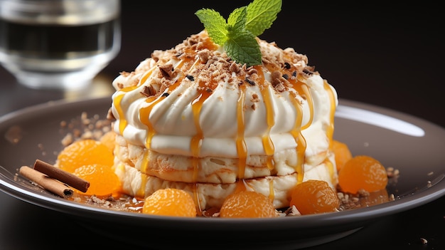 Delightful Dish Orange with White Yogurt and Cinnamon