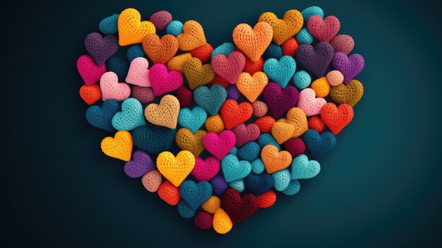 Delightful Display of Knitted Colorful Hearts Perfect for Expressing Love and Joy