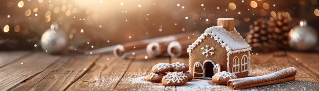 Photo delightful gingerbread house with festive decorations a sweet christmas baking tradition