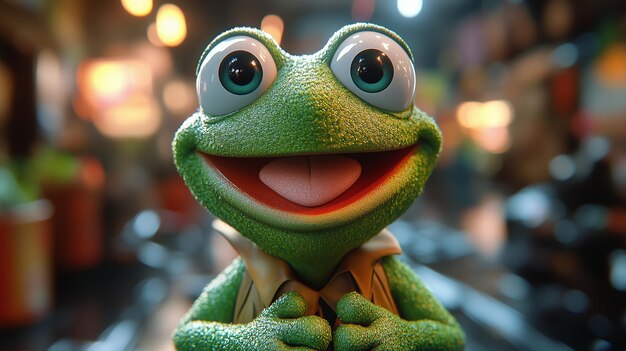 Photo a delightful green frog puppet spreading cheer and joy