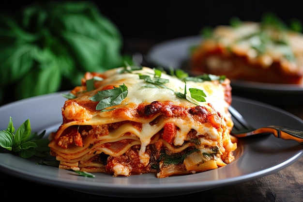 Delightful lasagna dinner for two with fresh basil and marinara sauce