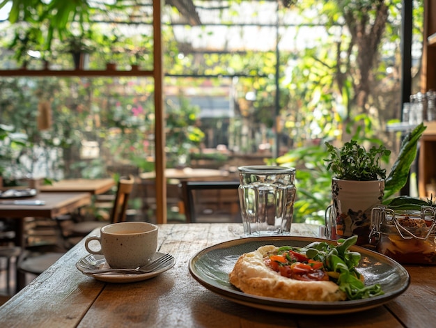 Photo a delightful lunch at an outdoor cafe