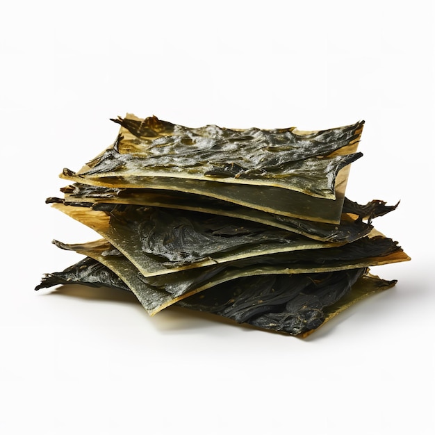 Delightful Seaweed Chips Thin sheets isolated on white background