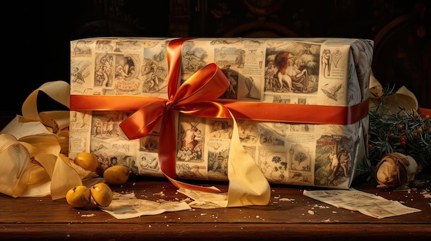 The delightful sound of wrapping paper rustling when gifts are revealed Festive joyous anticipation holiday magic unwrapping surprises family traditions Generated by AI