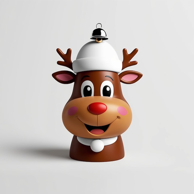 Photo a delightful and vibrant cartoon christmas reindeer featuring a round happy face with large eyes