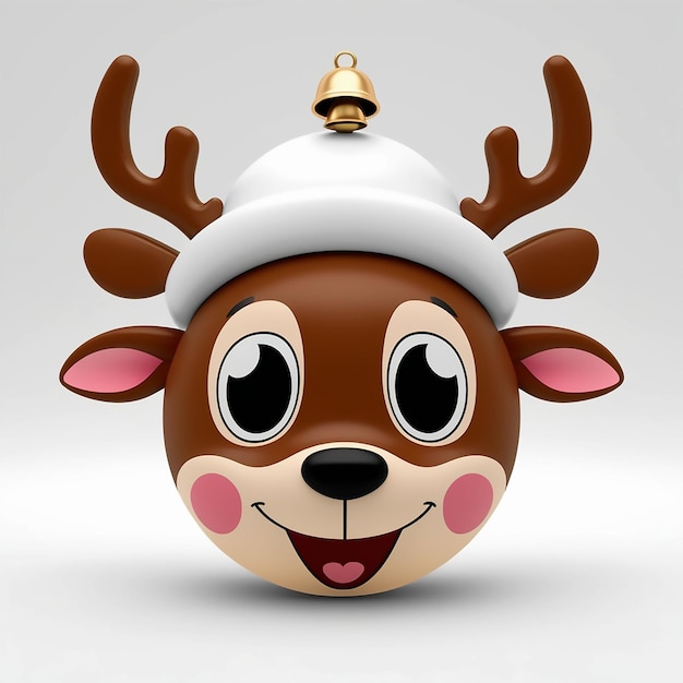 Photo a delightful and vibrant cartoon christmas reindeer featuring a round happy face with large eyes