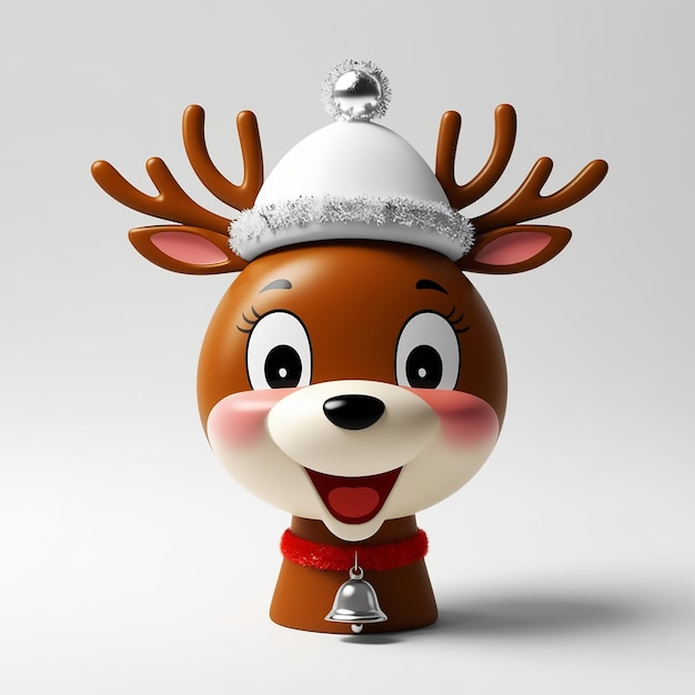 Photo a delightful and vibrant cartoon christmas reindeer featuring a round happy face with large eyes