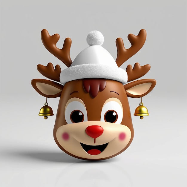 Photo a delightful and vibrant cartoon christmas reindeer featuring a round happy face with large eyes