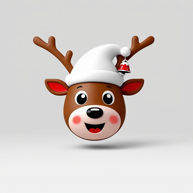 Photo a delightful and vibrant cartoon christmas reindeer featuring a round happy face with large eyes