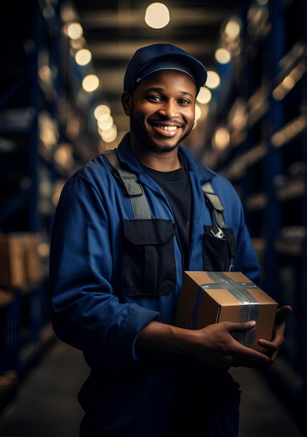 A Delivery Business Man Showing a Small Box