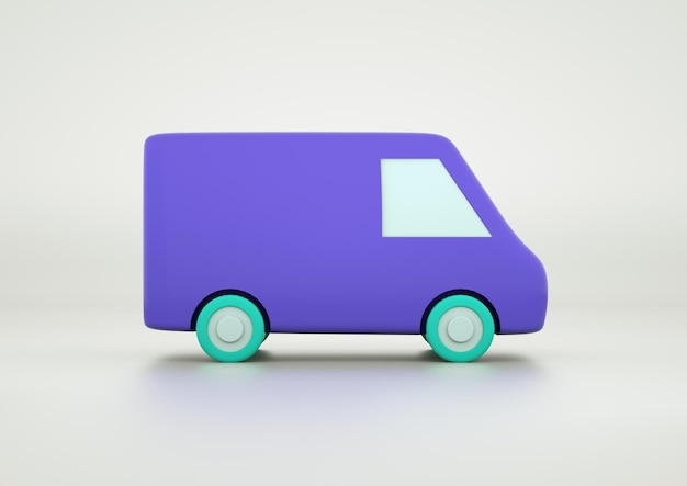 Delivery cargo van toy on white background 3d render