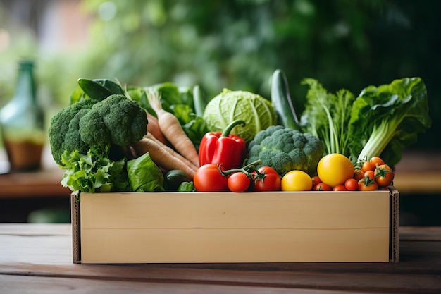 Delivery Concepta man holding a box of vegetables