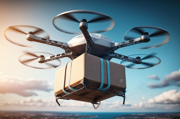 Delivery drone with box cargo automatic delivery