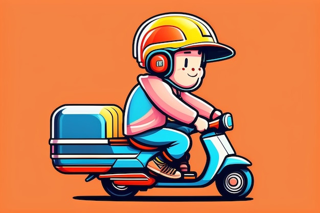 Delivery man riding motorcycle home delivery concept illustration