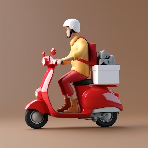 Delivery man on scooter with boxes Delivery service concept