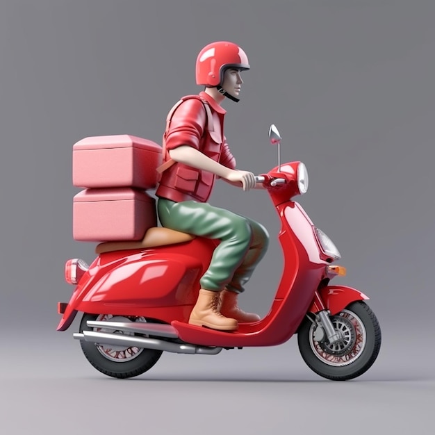 Delivery man on scooter with boxes Delivery service concept