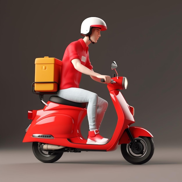 Delivery man on scooter with boxes Delivery service concept