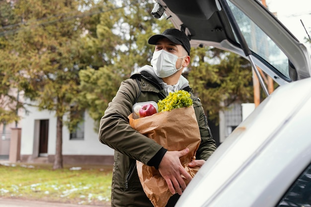 Delivery man with package