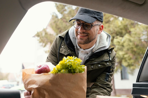 Delivery man with package