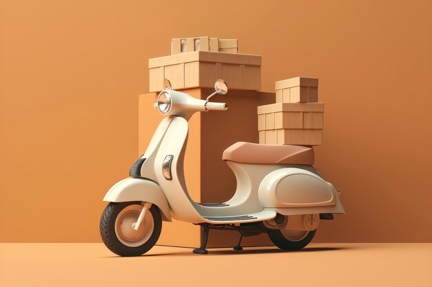 Delivery minimal scooter with food box AI generated