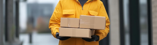 Delivery Person Cardboard Boxes