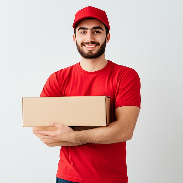 Delivery Person on White Background