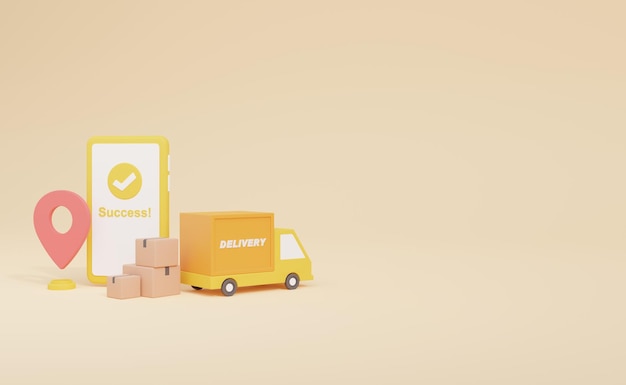 Delivery tracking online 3d rendering illustration