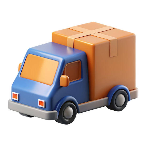 Delivery truck cargo van with cardboard packing boxes Shipping delivery and transportation concept 3d vector icon Cartoon minimal style