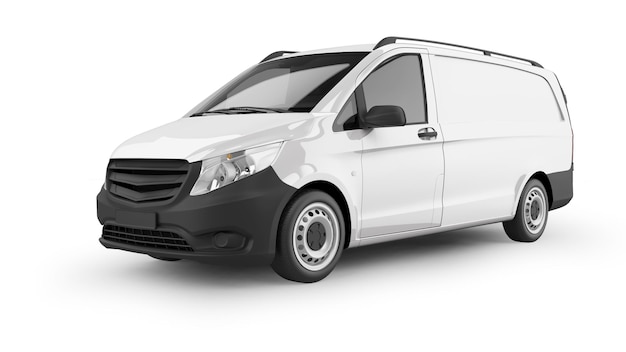 Delivery van 3D rendering isolated on white background