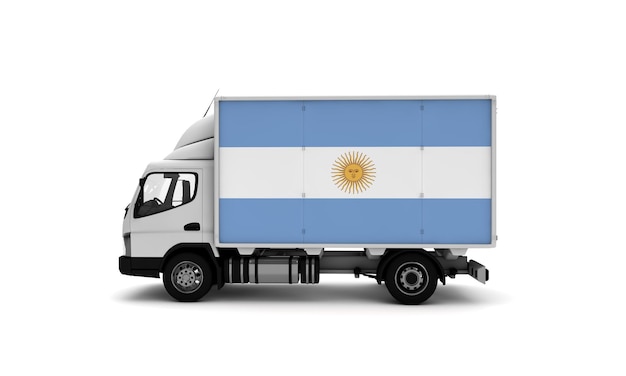 Delivery van with Argentina flag logistics concept