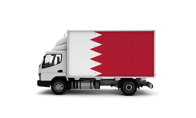 Delivery van with Bahrain flag logistics concept