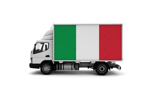 Delivery van with Italy flag logistics concept