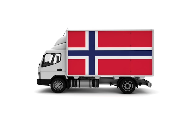 Delivery van with Norway flag logistics concept